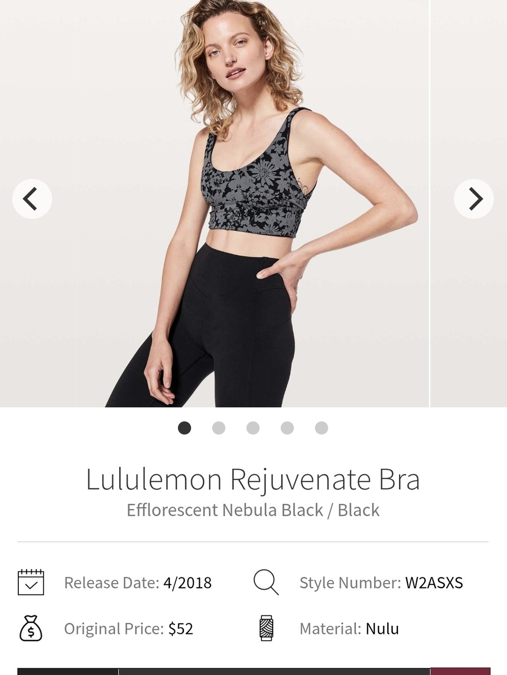 lululemon athletica Rejuvenate Bra - Efflorescent Nebula Black Size 10